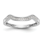 14K White Gold 1/10 carat Diamond Contoured Complete Wedding Band