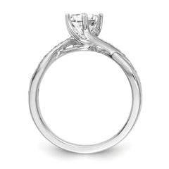 14K White Gold By-Pass (Holds 1/2 carat (5.00mm) Round Center) 1/10 carat Diamond Semi-mount Engagement Ring