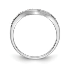 14K White Gold 1/20 carat Diamond Contoured Complete Wedding Band