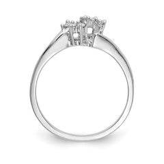 14K White Gold 1/20 carat Diamond Contoured Complete Wedding Band