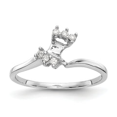 14K White Gold 1/20 carat Diamond Contoured Complete Wedding Band