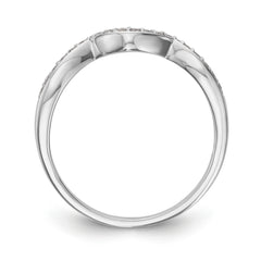 14K White Gold 1/6 carat Diamond Contoured Complete Wedding Band