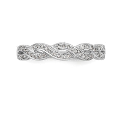 14K White Gold Criss-Cross 1/8 carat Diamond Complete Wedding Band