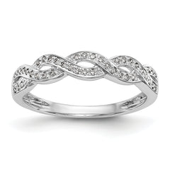 14K White Gold Criss-Cross 1/8 carat Diamond Complete Wedding Band