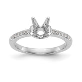 14K White Gold (Holds 2 carat (8.00mm) Round Center) 1/8 carat Diamond Semi-Mount Engagement Ring