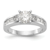 14K White Gold Peg Set 3/4 carat Channel-set Princess Diamond Semi-mount Engagement Ring