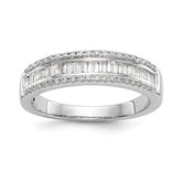 14K White Gold 3/8 carat Round/Baguette Diamond Complete Wedding Band