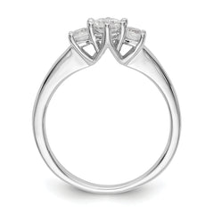 14K White Gold 3-Stone (Holds 1/4 carat (4.1mm) Round Center) Includes 2-3.1mm Round Side Diamonds Semi-Mount Engagement Ring