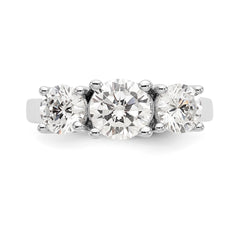 14K White Gold 3-Stone (Holds 1.25 carat (7.00mm) Round Center and (2-5.7mm) Round Sides) Engagement Ring Mounting