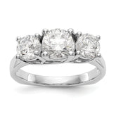 14K White Gold 3-Stone (Holds 1.25 carat (7.00mm) Round Center and (2-5.7mm) Round Sides) Engagement Ring Mounting