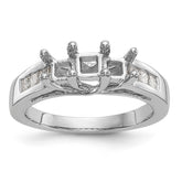 14K White Gold 3-Stone Plus (Holds 1/3 carat (3.7mm) Princess Center and (2-3.2mm) Princess Sides) Diamond Semi-Mount Engagement Ring
