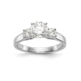 14K White Gold 3-Stone Peg Set Center Semi-mount Diamond Engagement Ring - 7