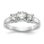 14K White Gold 3-Stone Peg Set Center Semi-mount Diamond Engagement Ring