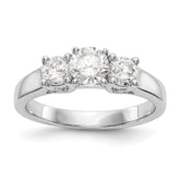 14K White Gold 3-Stone Peg Set Center Semi-mount Diamond Engagement Ring - 7