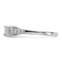 14K White Gold 3-Stone Plus Peg Set Center Princess Diamond Semi-mount Engagement Ring - 7