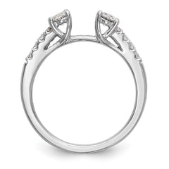 14K White Gold 3-Stone Plus Peg Set Center Diamond Semi-mount Engagement Ring - 7