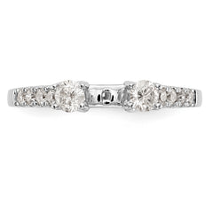 14K White Gold 3-Stone Plus Peg Set Center Diamond Semi-mount Engagement Ring - 7
