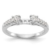 14K White Gold 3-Stone Plus Peg Set Center Diamond Semi-mount Engagement Ring - 7