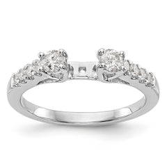 14K White Gold 3-Stone Plus Peg Set Center Diamond Semi-mount Engagement Ring - 7