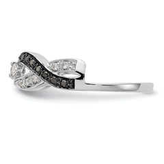 14K White Gold 1/5 carat Black and White Diamond Complete Wrap Ring
