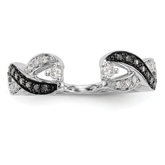 14K White Gold 1/5 carat Black and White Diamond Complete Wrap Ring