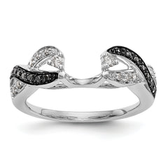 14K White Gold 1/5 carat Black and White Diamond Complete Wrap Ring