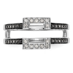 14K White Gold Black & White Diamond Guard - 7