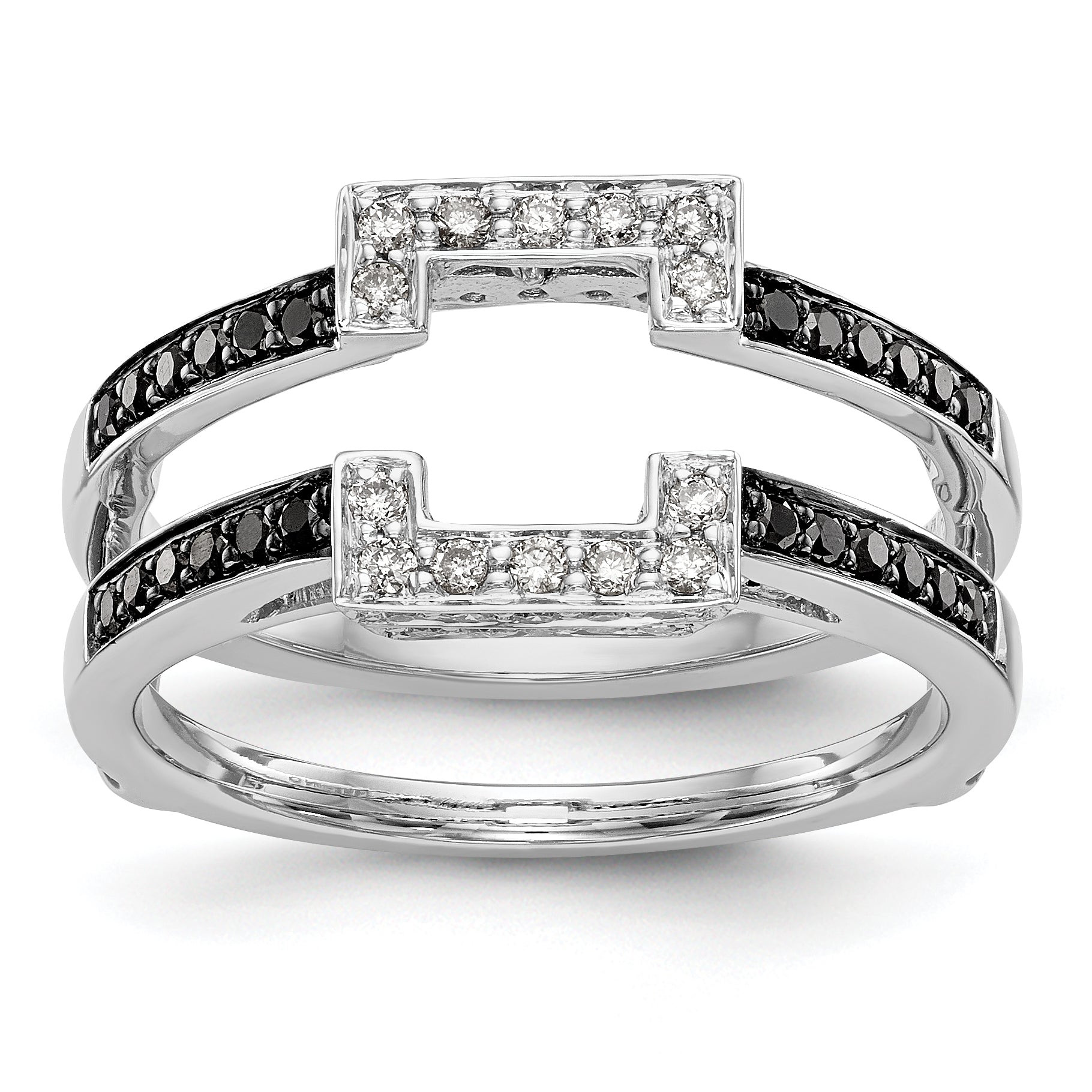 14K White Gold Black & White Diamond Guard