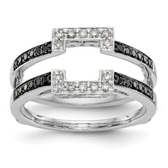 14K White Gold Black & White Diamond Guard - 7