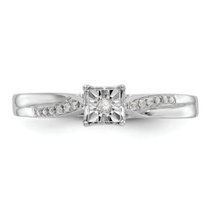 First Promise 14k White Gold Square Illusion 1/20 carat Round Diamond Complete Promise/Engagement Ring