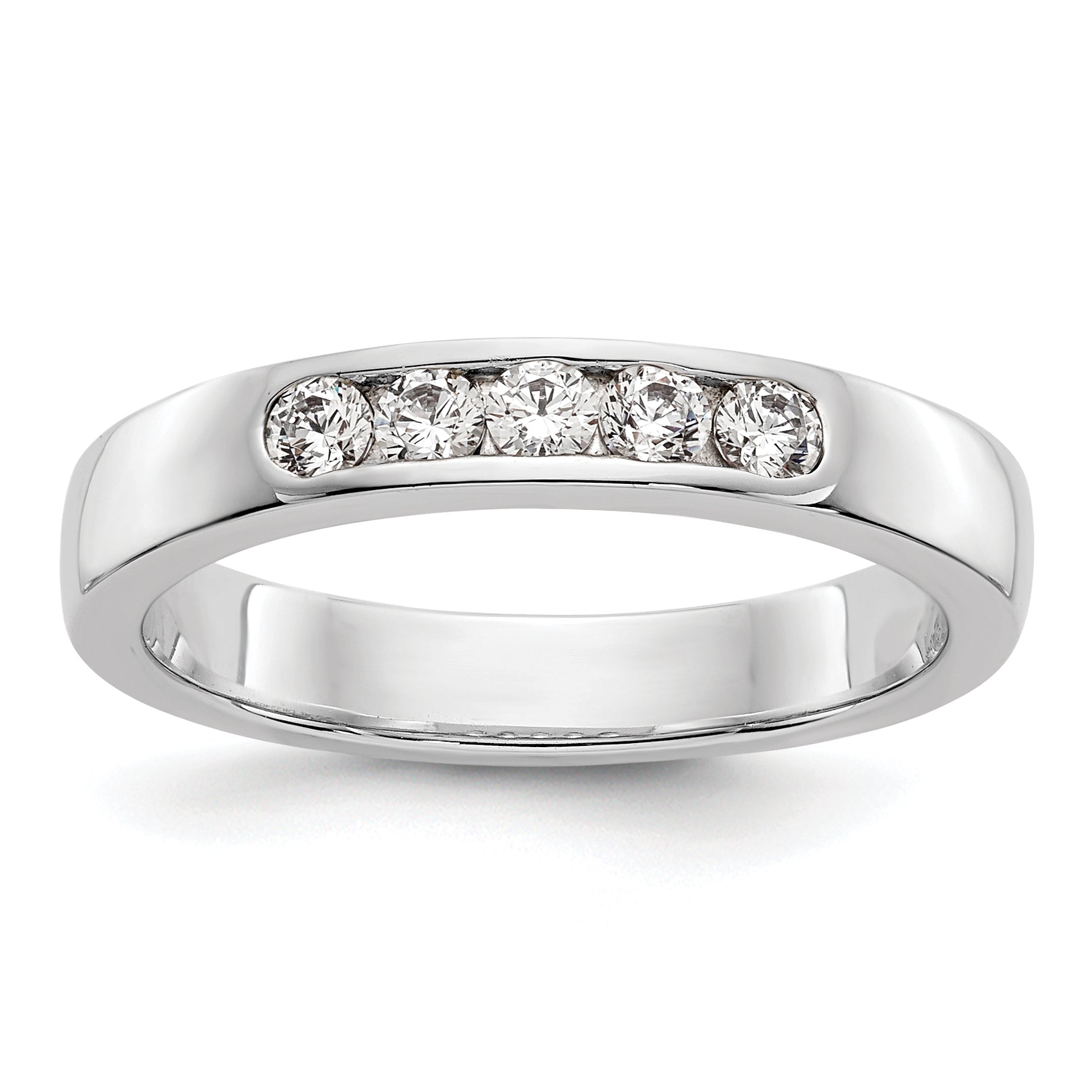 14K White Gold 5-Stone 1/4 carat Round Diamond Complete Channel Band