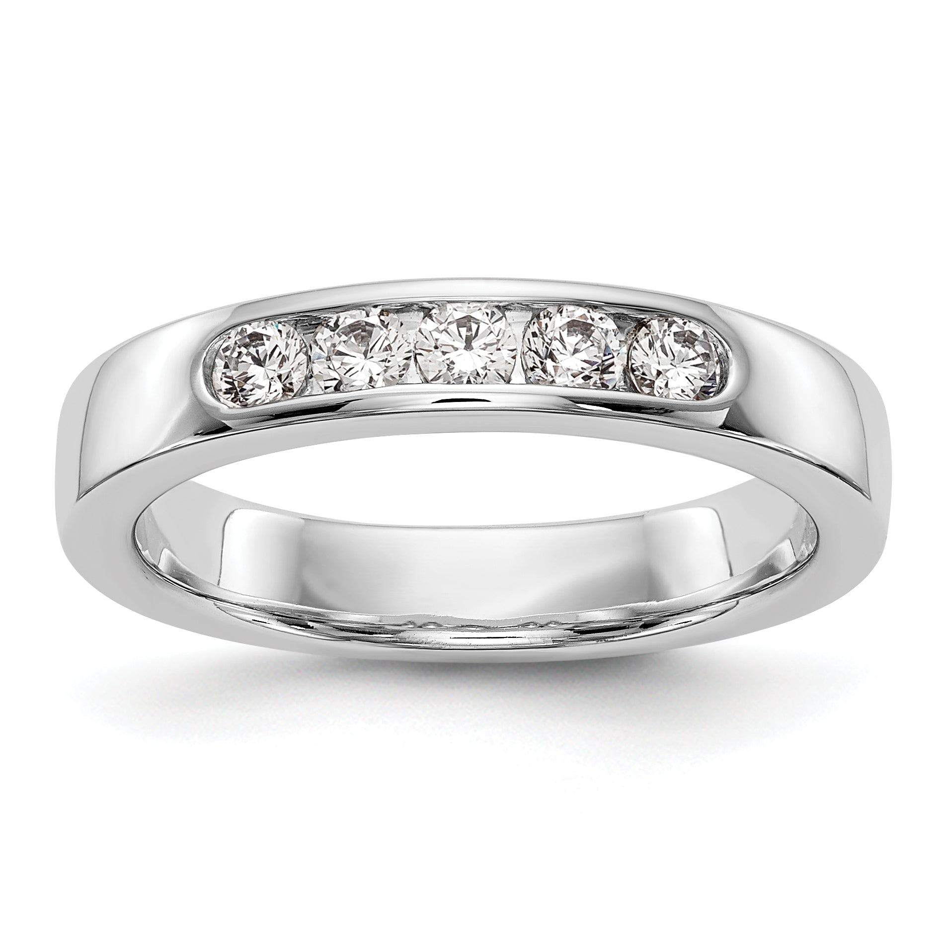 14K White Gold 5-Stone 1/3 carat Round Diamond Complete Channel Band