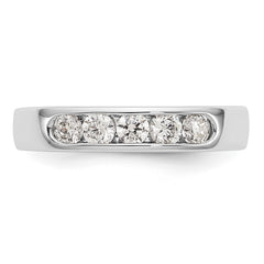 14K White Gold 5-Stone 1/2 carat Round Diamond Complete Channel Band