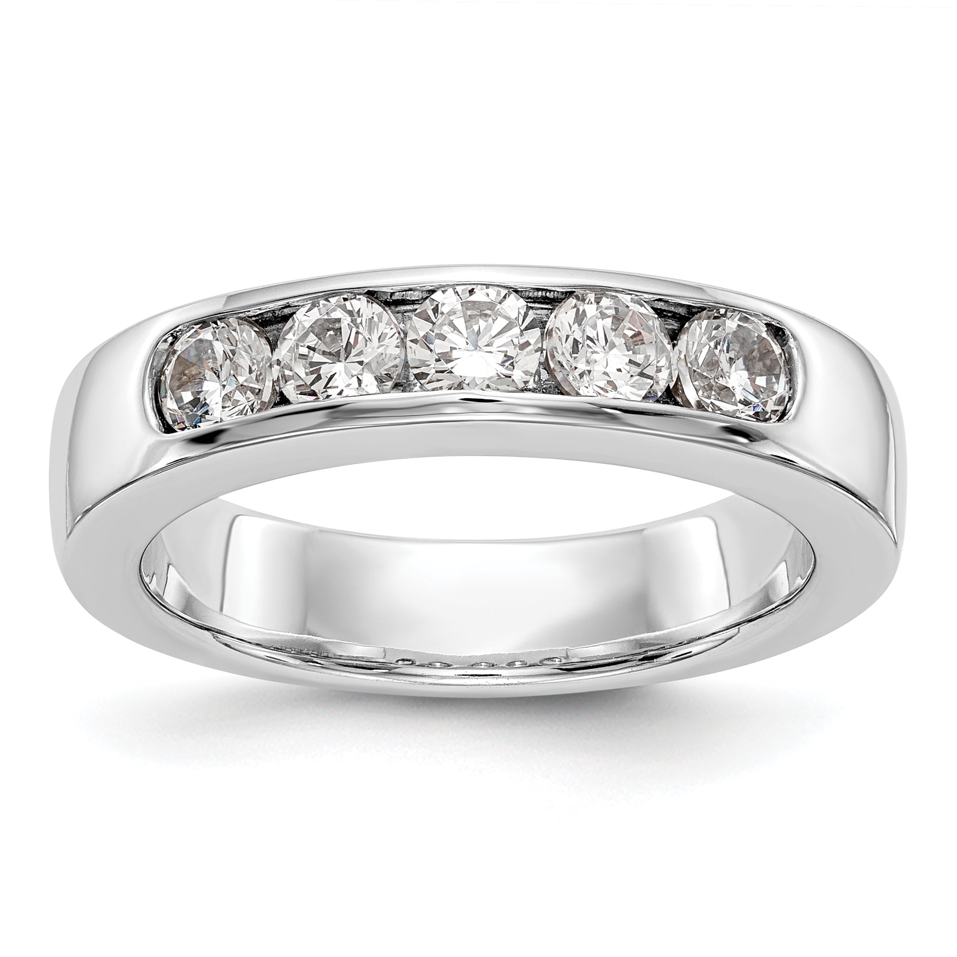 14K White Gold 5-Stone 3/4 carat Round Diamond Complete Channel Band