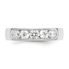 14K White Gold 5-Stone 1 carat Round Diamond Complete Channel Band