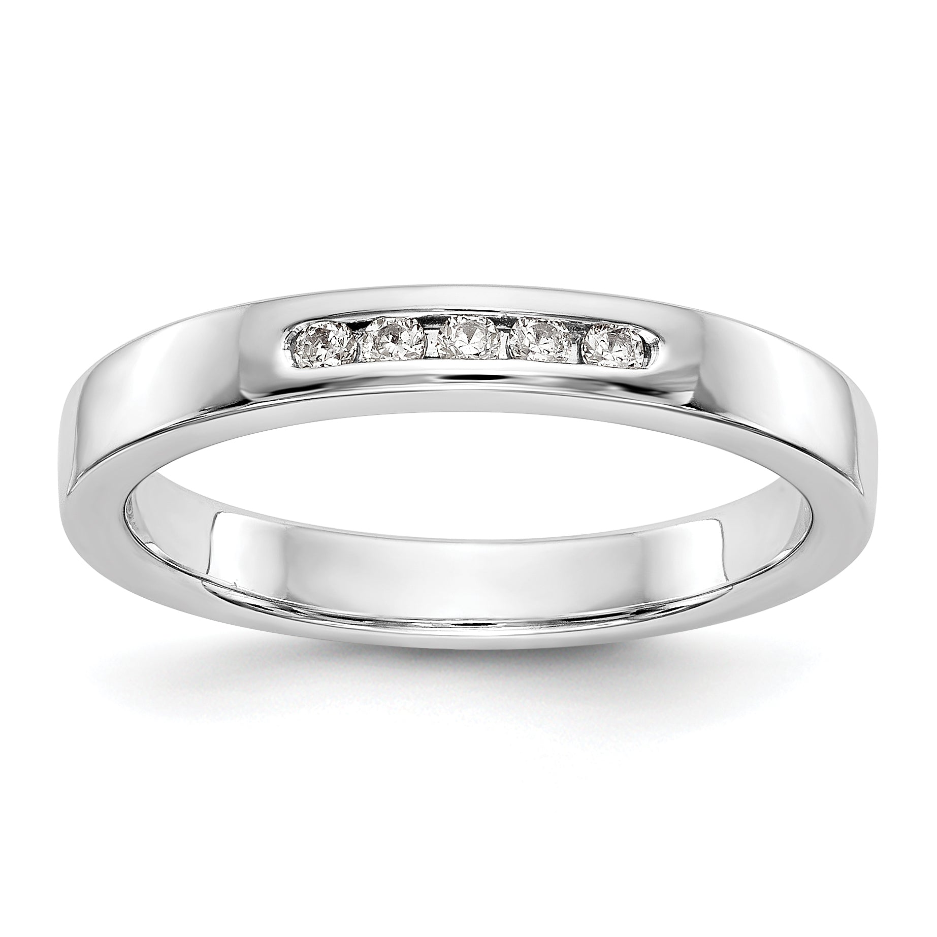 14K White Gold 5-Stone 1/10 carat Round Diamond Complete Channel Band