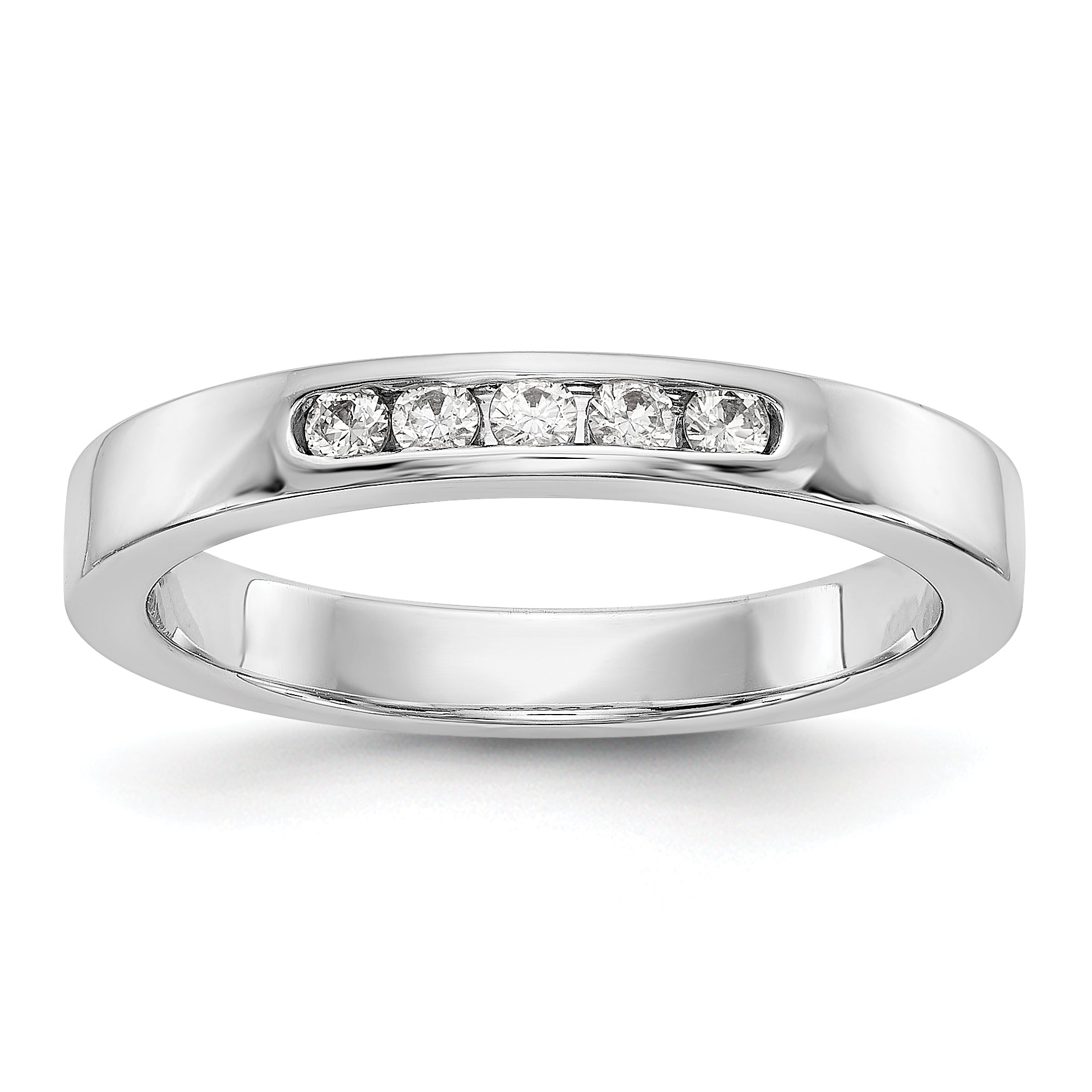 14K White Gold 5-Stone 1/6 carat Round Diamond Complete Channel Band