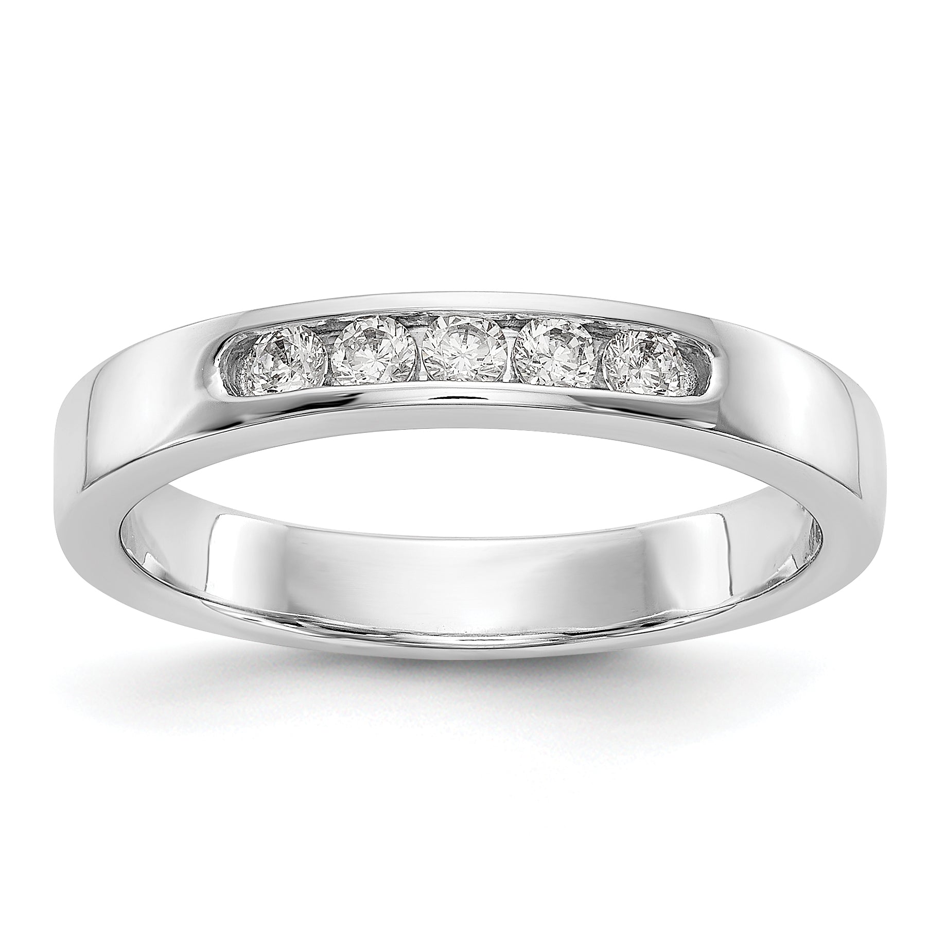 14K White Gold 5-Stone 1/5 carat Round Diamond Complete Channel Band