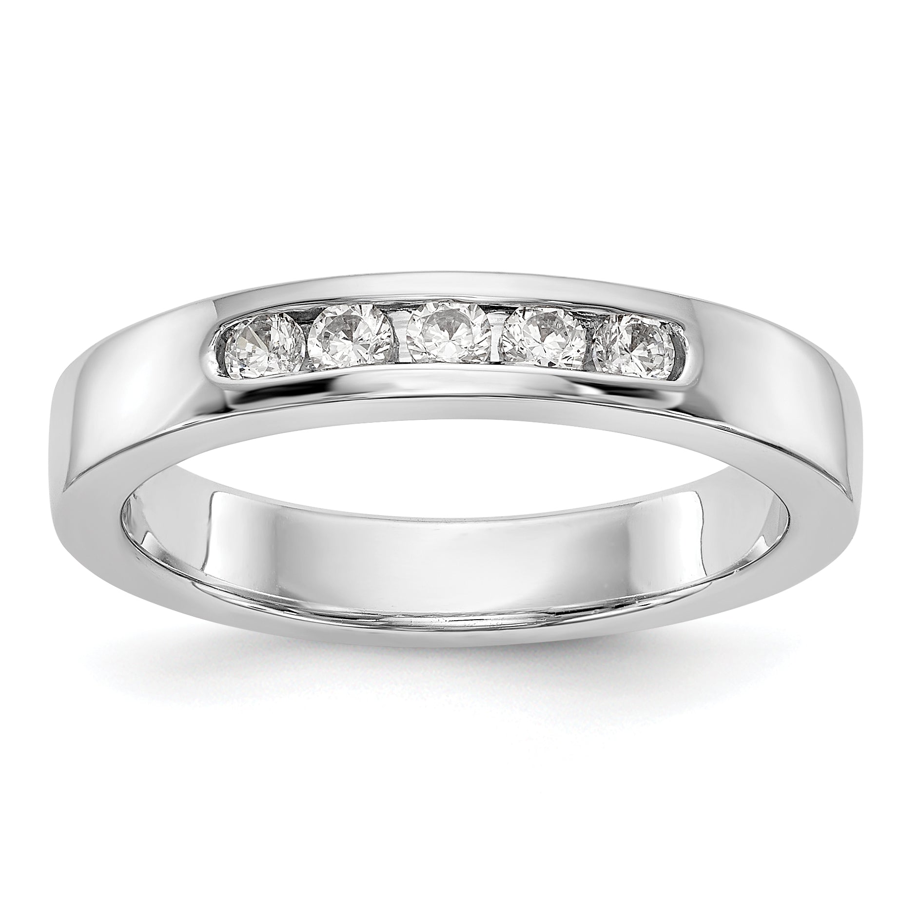 14K White Gold 5-Stone 1/4 carat Round Diamond Complete Channel Band