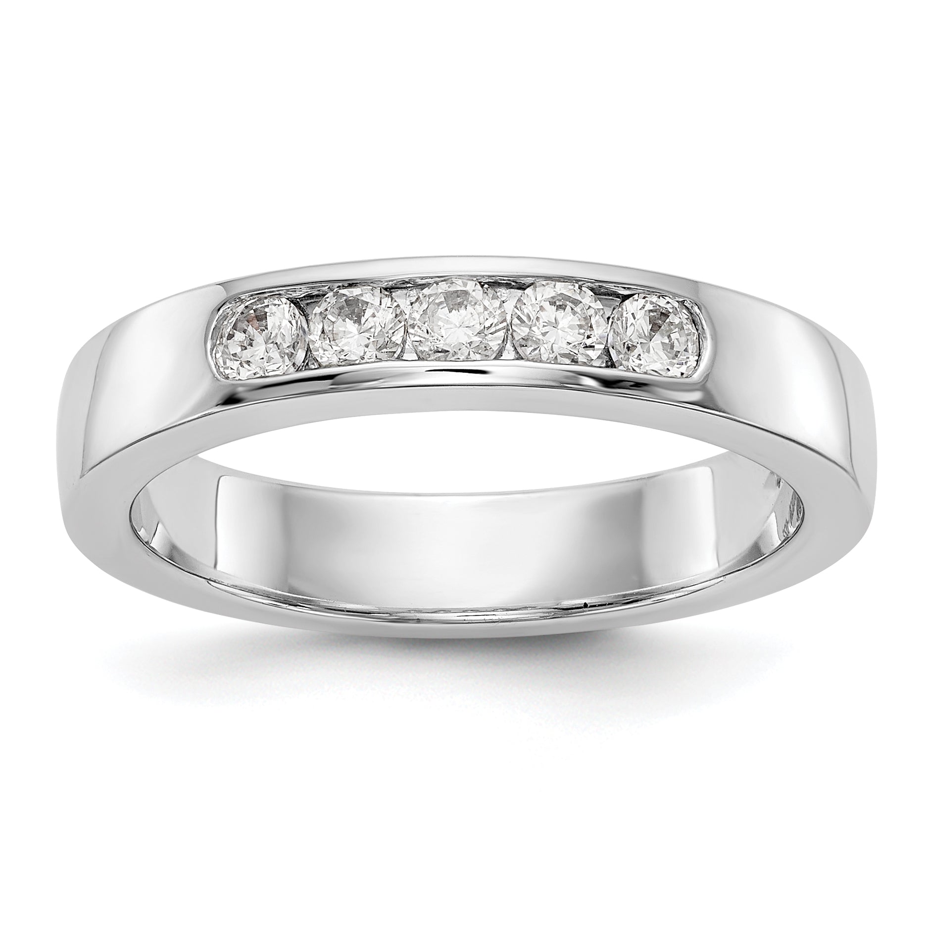 14K White Gold 5-Stone 1/3 carat Round Diamond Complete Channel Band