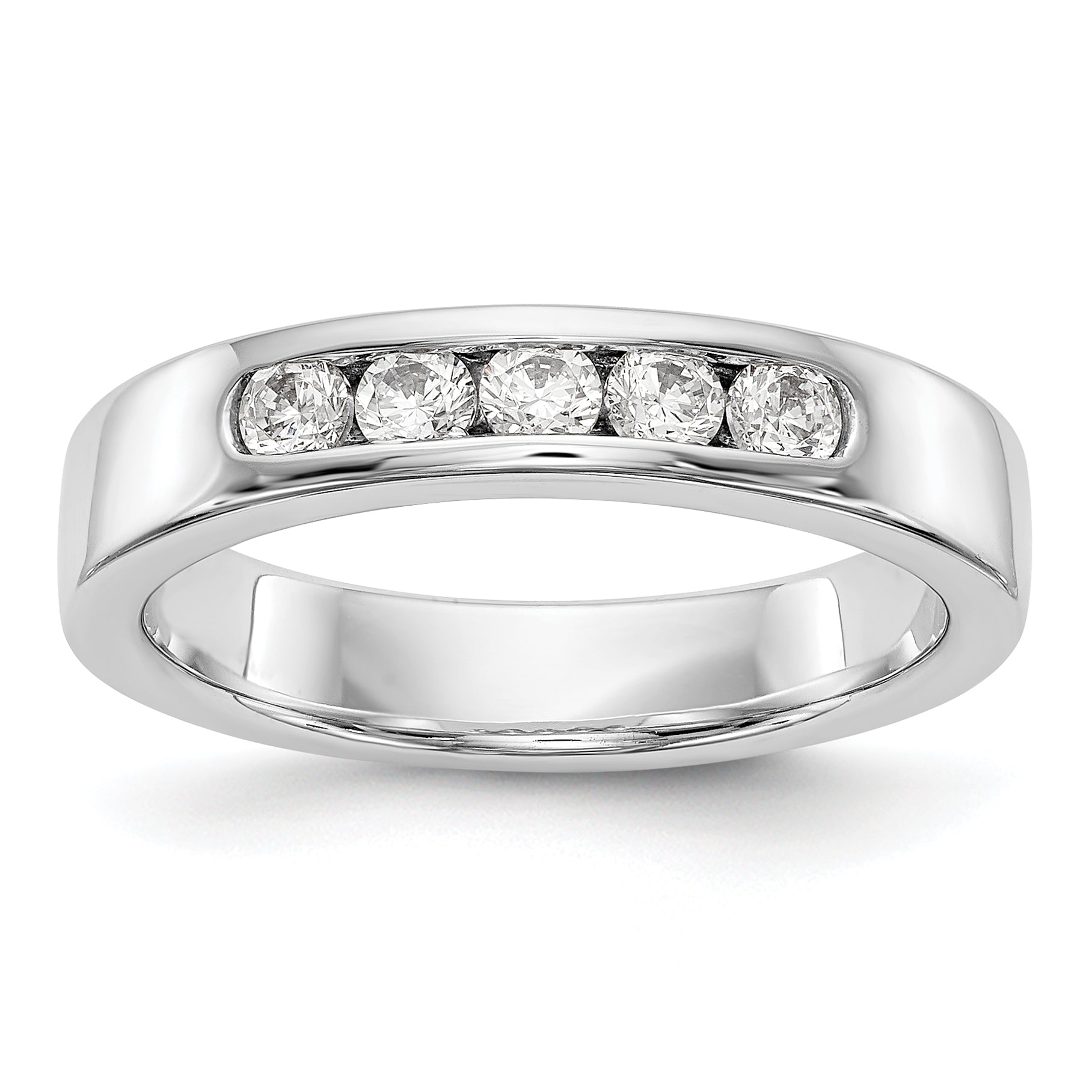 14K White Gold 5-Stone 1/3 carat Round Diamond Complete Channel Band