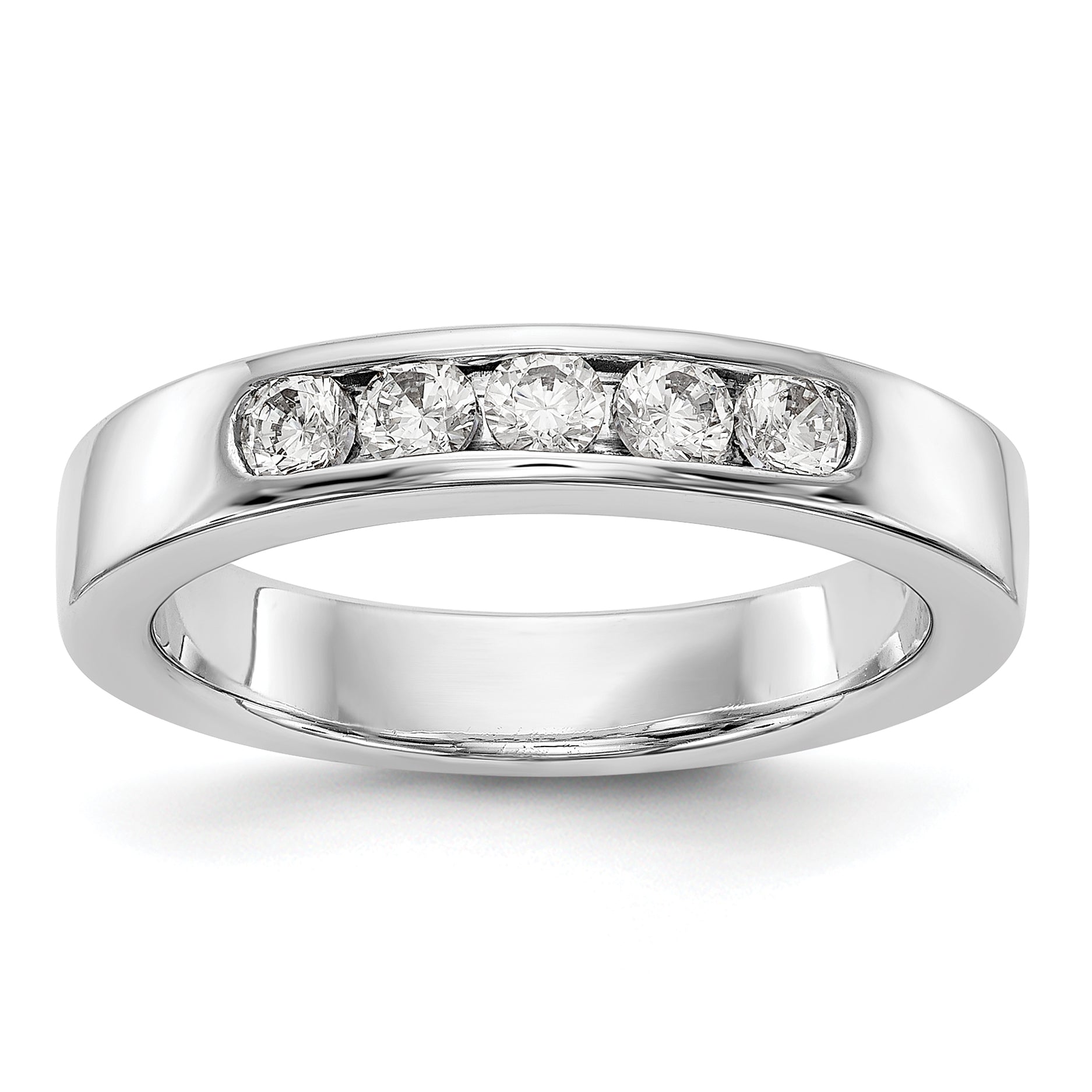 14K White Gold 5-Stone 3/8 carat Round Diamond Complete Channel Band