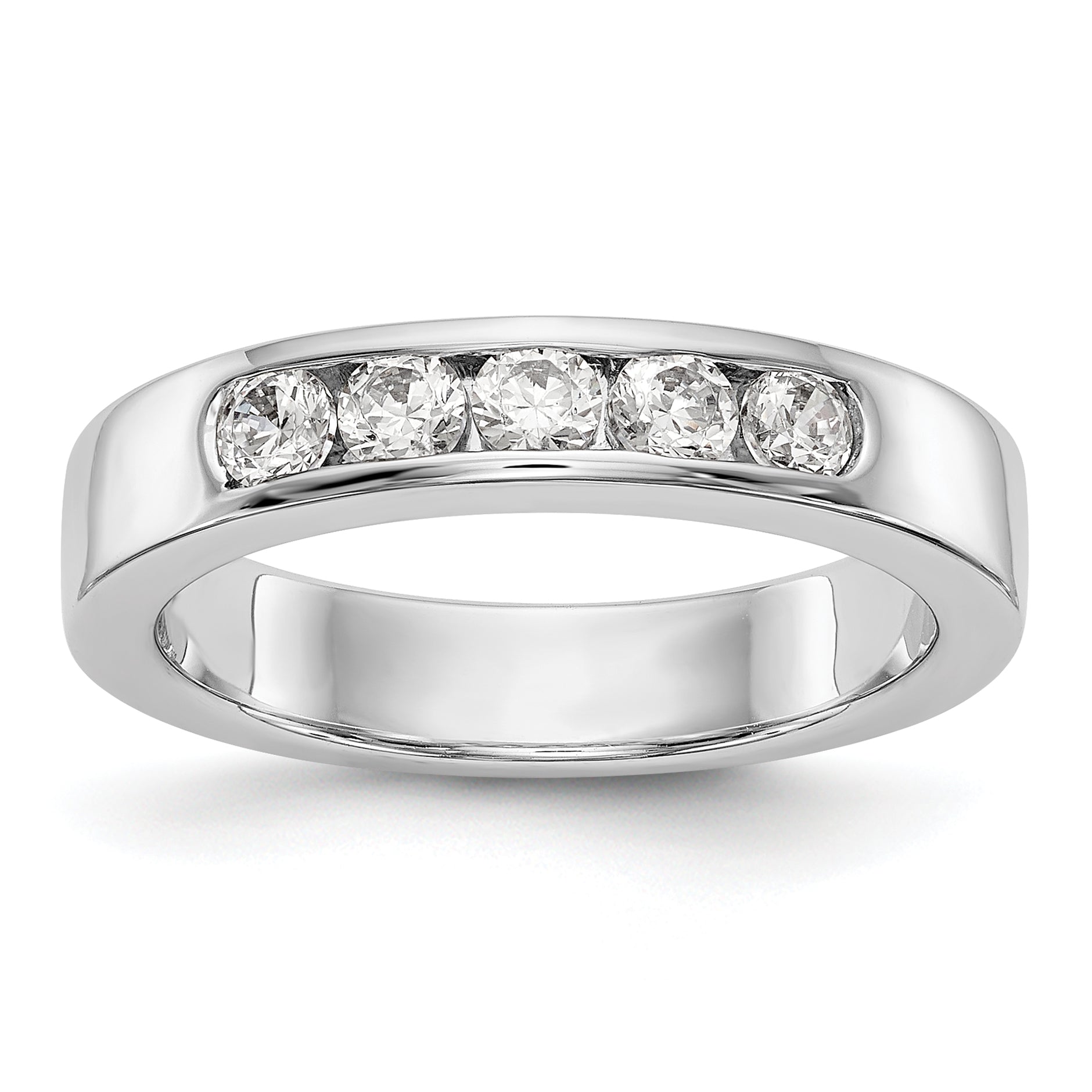 14K White Gold 5-Stone 1/2 carat Round Diamond Complete Channel Band