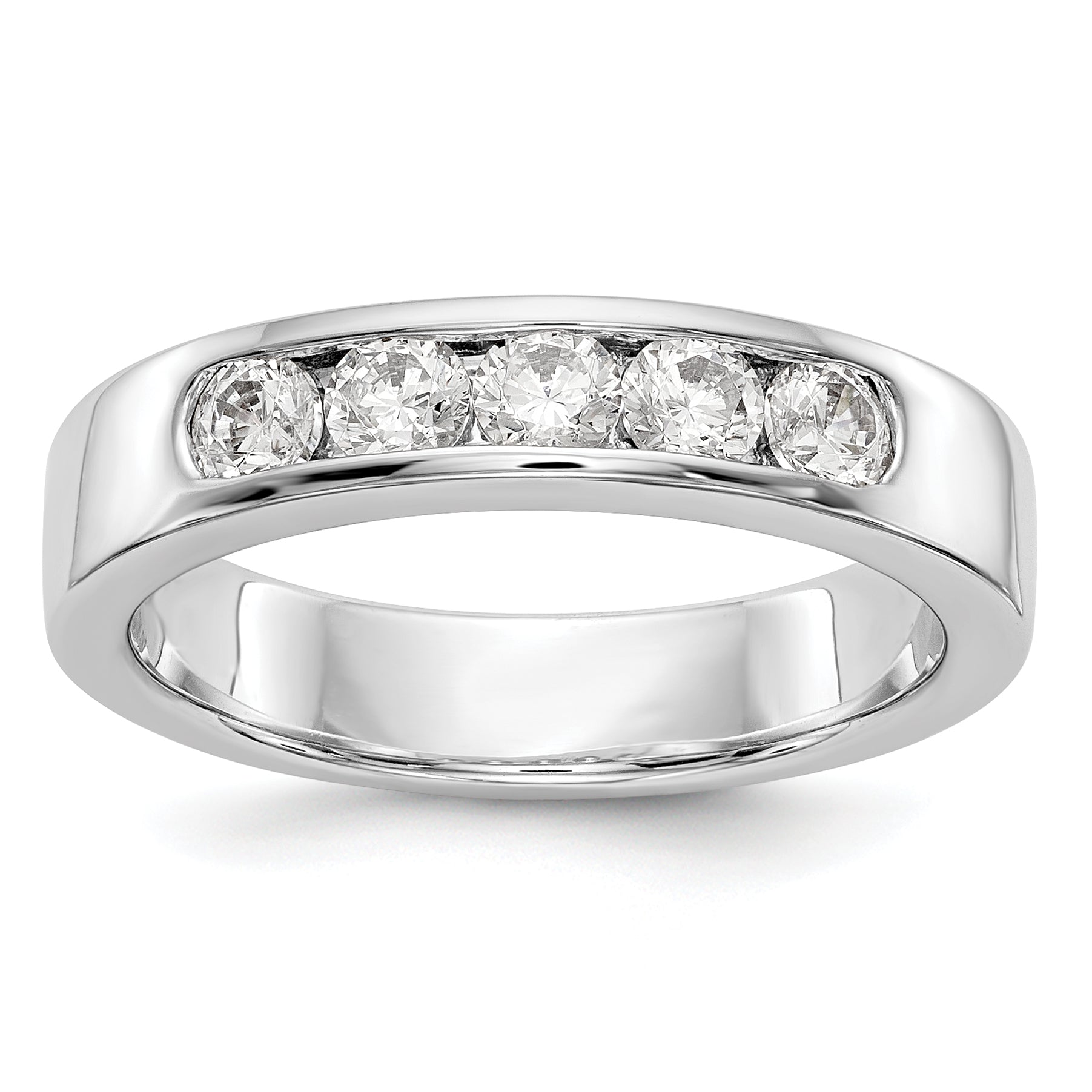 14K White Gold 5-Stone 1/2 carat Round Diamond Complete Channel Band