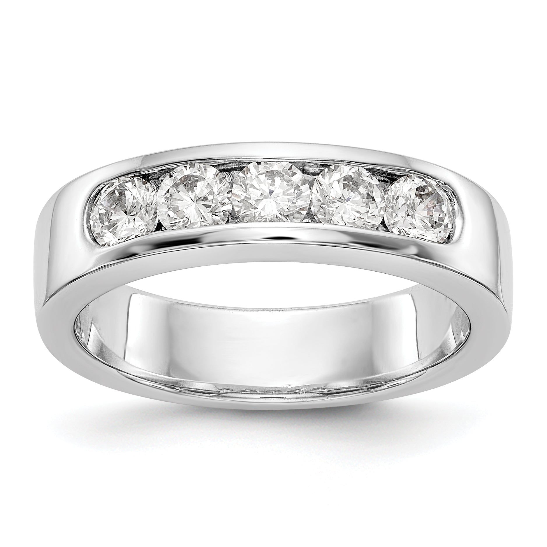 14K White Gold 5-Stone 3/4 carat Round Diamond Complete Channel Band