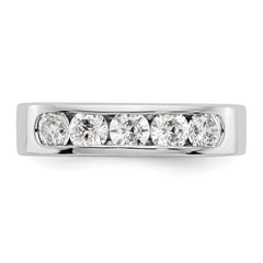 14K White Gold 5-Stone 1 carat Round Diamond Complete Channel Band