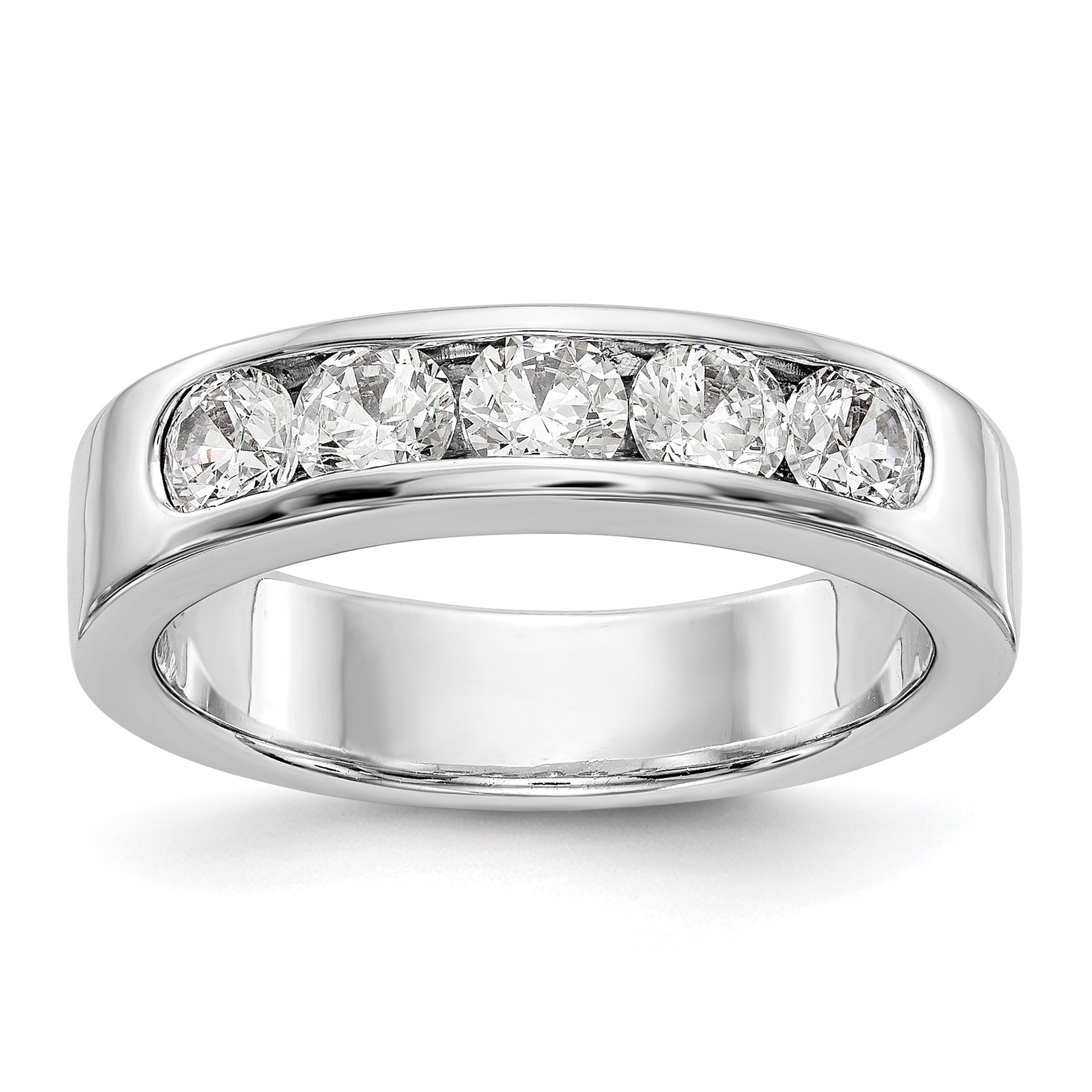 14K White Gold 5-Stone 1 carat Round Diamond Complete Channel Band