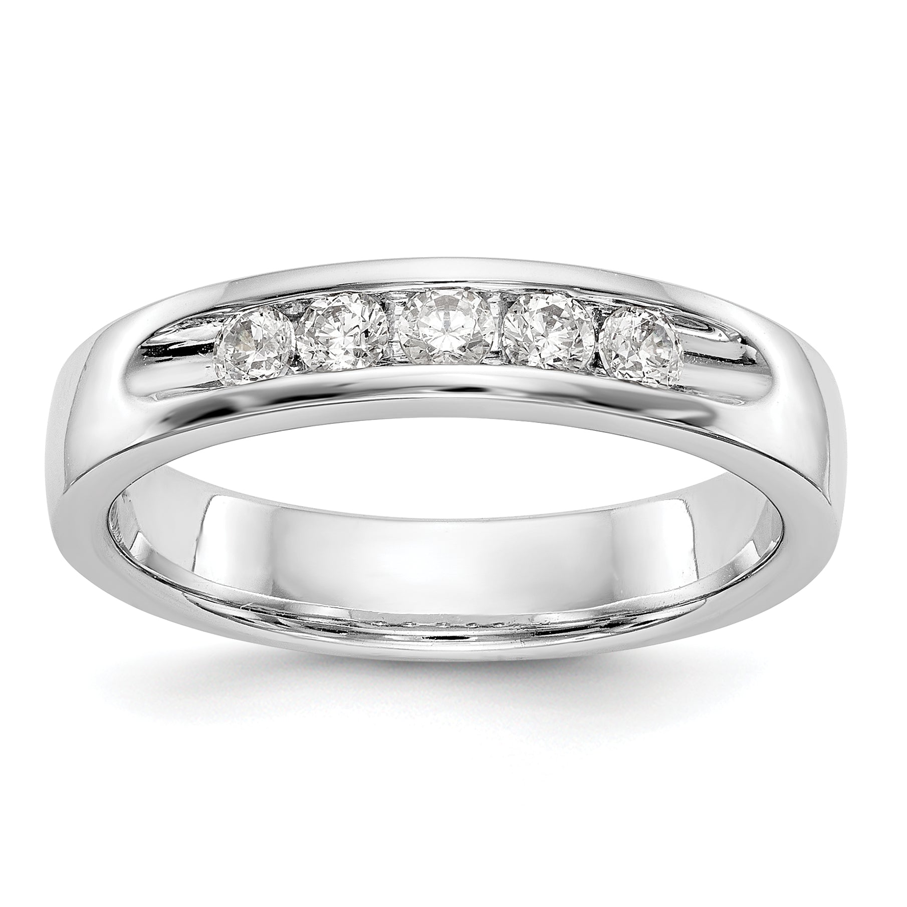 14K White Gold 5-Stone 1/4 carat Round Diamond Complete Channel Band
