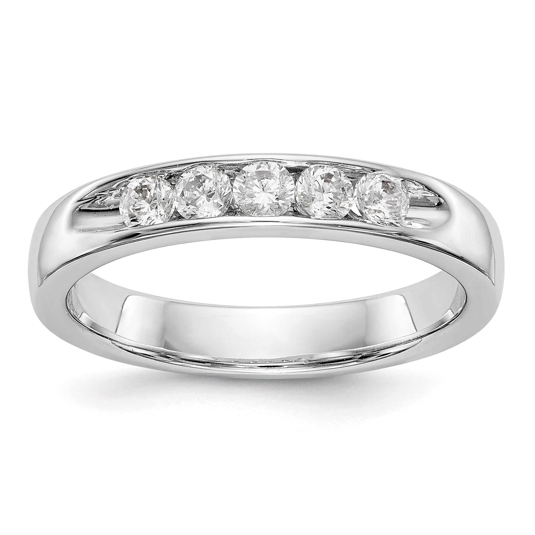 14K White Gold 5-Stone 1/3 carat Round Diamond Complete Channel Band