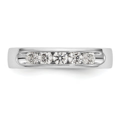 14K White Gold 5-Stone 1/2 carat Round Diamond Complete Channel Band